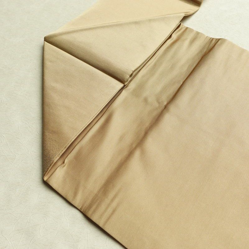 名古屋帯 太鼓柄 正絹 木の葉・植物柄 名古屋仕立て なごや帯 リサイクル帯 帯 芝 ベージュ_画像19