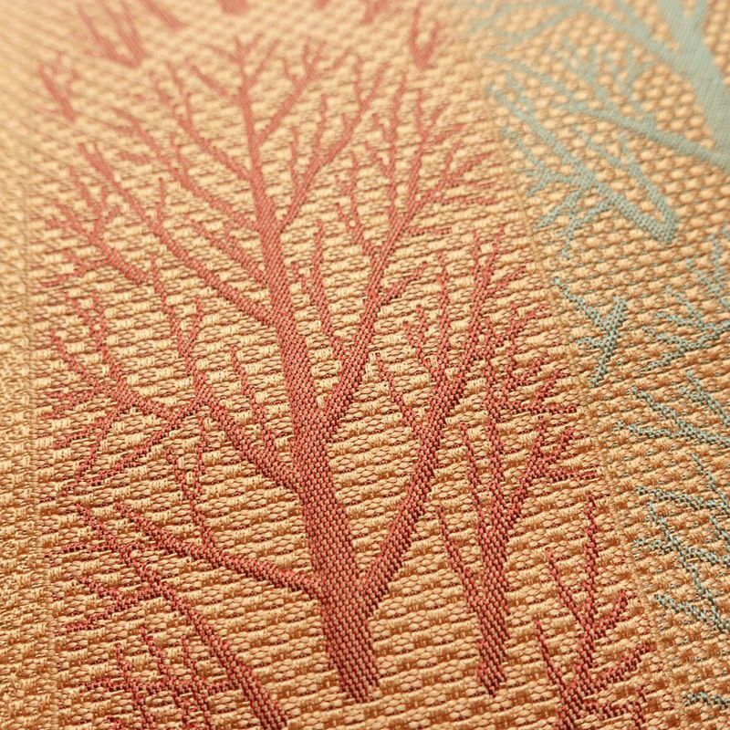 名古屋帯 六通柄 良品 正絹 木の葉・植物柄 松葉仕立て なごや帯 リサイクル帯 帯 橙_画像4