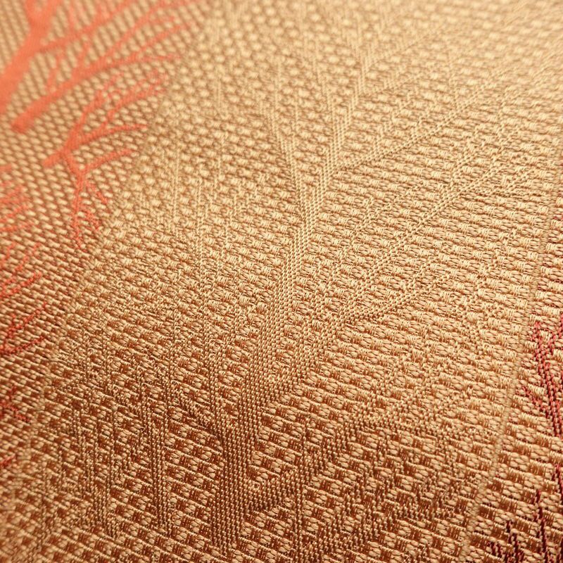 名古屋帯 六通柄 良品 正絹 木の葉・植物柄 松葉仕立て なごや帯 リサイクル帯 帯 橙_画像5