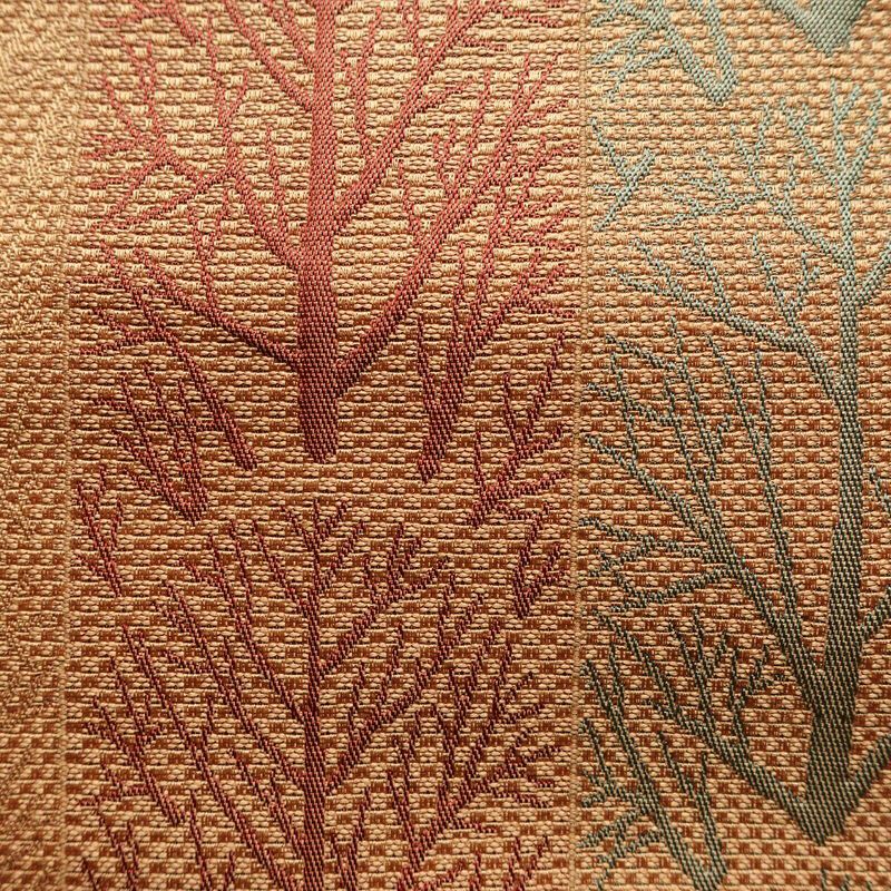 名古屋帯 六通柄 良品 正絹 木の葉・植物柄 松葉仕立て なごや帯 リサイクル帯 帯 橙_画像6