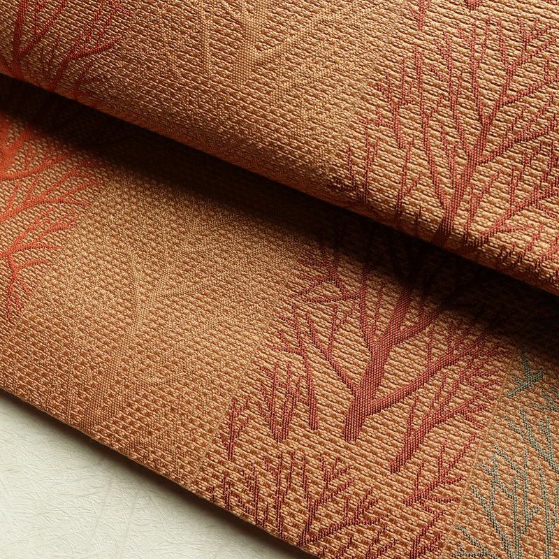 名古屋帯 六通柄 良品 正絹 木の葉・植物柄 松葉仕立て なごや帯 リサイクル帯 帯 橙_画像7