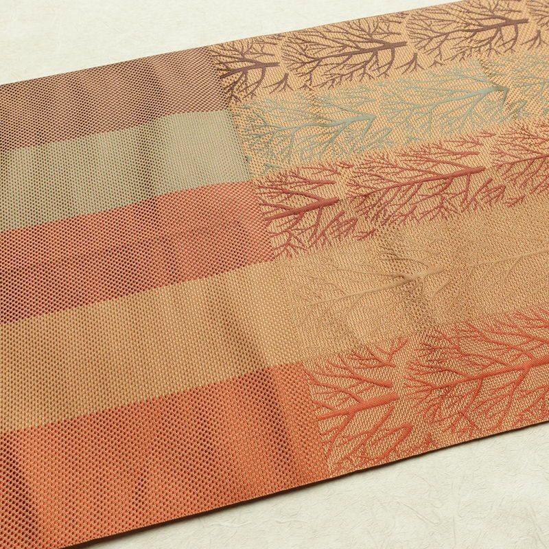 名古屋帯 六通柄 良品 正絹 木の葉・植物柄 松葉仕立て なごや帯 リサイクル帯 帯 橙_画像15