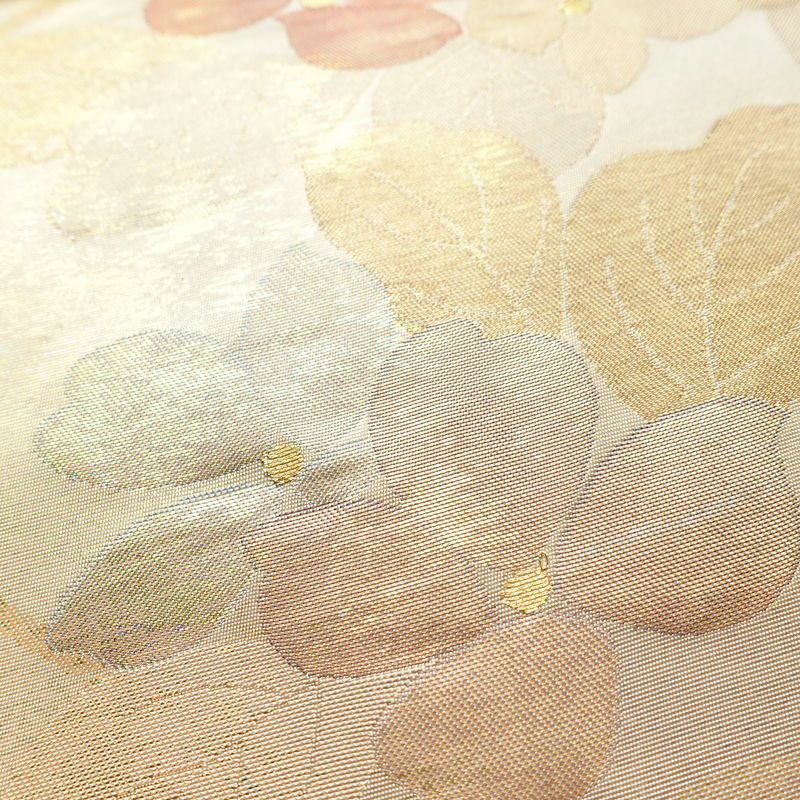 名古屋帯 六通柄 正絹 花柄 名古屋仕立て なごや帯 リサイクル帯 帯 箔 金糸 多色使い_画像4