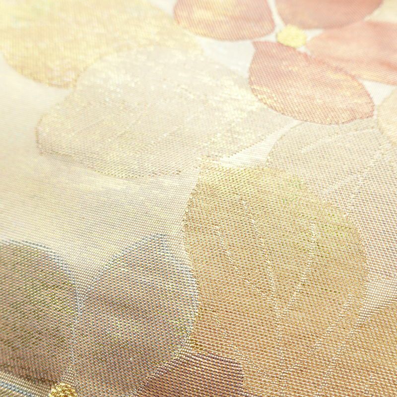 名古屋帯 六通柄 正絹 花柄 名古屋仕立て なごや帯 リサイクル帯 帯 箔 金糸 多色使い_画像5