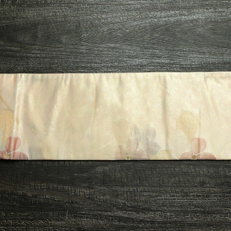 名古屋帯 六通柄 正絹 花柄 名古屋仕立て なごや帯 リサイクル帯 帯 箔 金糸 多色使い_画像11