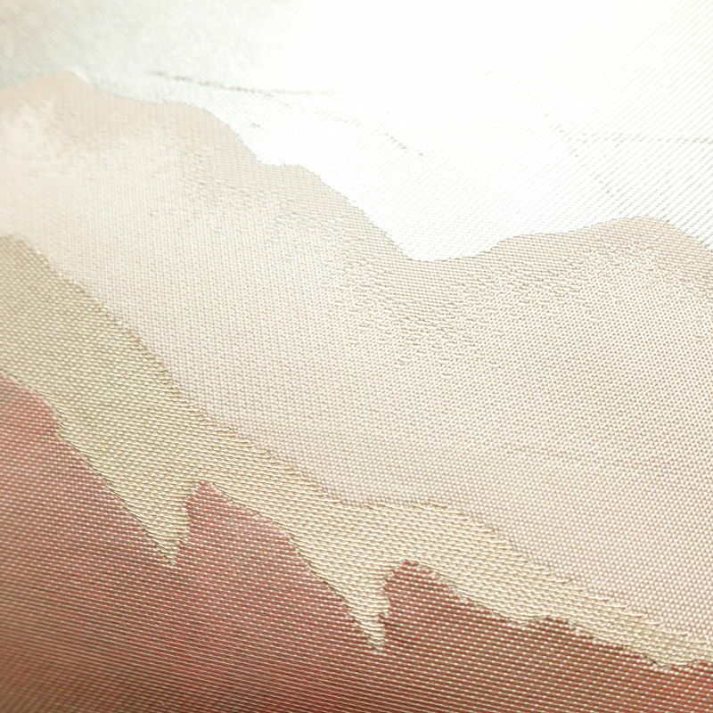 名古屋帯 六通柄 正絹 幾何学柄・抽象柄 名古屋仕立て なごや帯 リサイクル帯 帯 引箔 ピンク_画像3