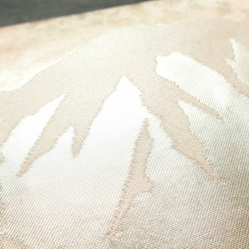 名古屋帯 六通柄 正絹 幾何学柄・抽象柄 名古屋仕立て なごや帯 リサイクル帯 帯 引箔 ピンク_画像5