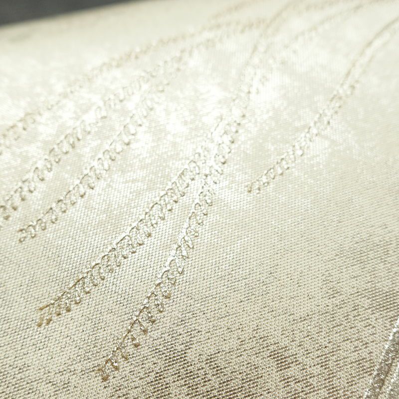 名古屋帯 太鼓柄 正絹 蝶・昆虫柄 名古屋仕立て なごや帯 リサイクル帯 帯 箔 金糸 白_画像6