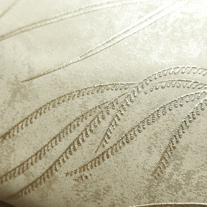 名古屋帯 太鼓柄 正絹 蝶・昆虫柄 名古屋仕立て なごや帯 リサイクル帯 帯 箔 金糸 白_画像7