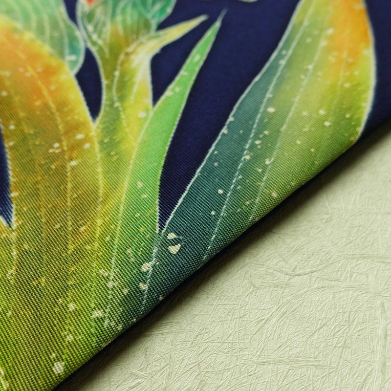 名古屋帯 太鼓柄 良品 正絹 花柄 名古屋仕立て なごや帯 リサイクル帯 一部しつけ糸付き 帯 シンプル 青・紺_画像12