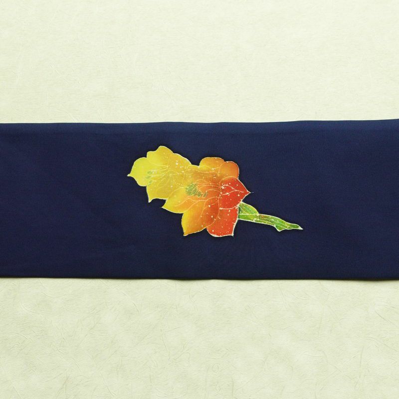 名古屋帯 太鼓柄 良品 正絹 花柄 名古屋仕立て なごや帯 リサイクル帯 一部しつけ糸付き 帯 シンプル 青・紺_画像13