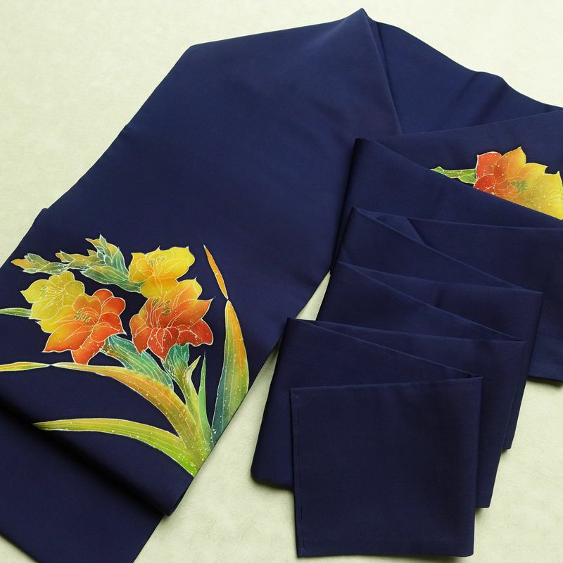 名古屋帯 太鼓柄 良品 正絹 花柄 名古屋仕立て なごや帯 リサイクル帯 一部しつけ糸付き 帯 シンプル 青・紺_画像16
