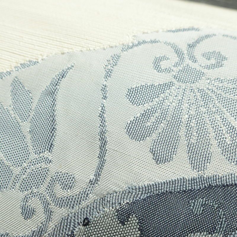 名古屋帯 太鼓柄 正絹 木の葉・植物柄 名古屋仕立て なごや帯 リサイクル帯 帯 モダン 白_画像5