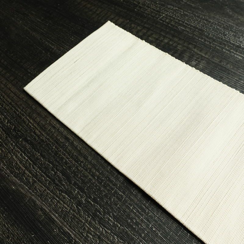 名古屋帯 太鼓柄 正絹 木の葉・植物柄 名古屋仕立て なごや帯 リサイクル帯 帯 モダン 白_画像18