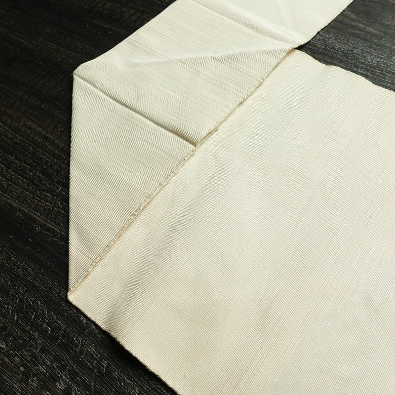 名古屋帯 太鼓柄 正絹 木の葉・植物柄 名古屋仕立て なごや帯 リサイクル帯 帯 モダン 白_画像20