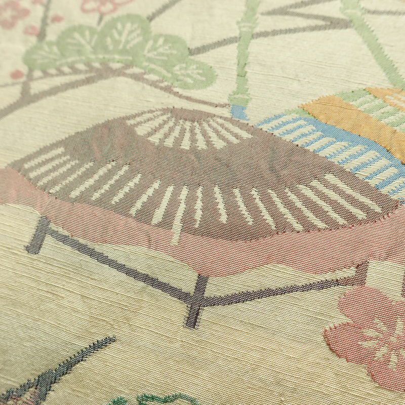 名古屋帯 太鼓柄 正絹 古典柄 名古屋仕立て なごや帯 リサイクル帯 帯 ベージュ_画像3