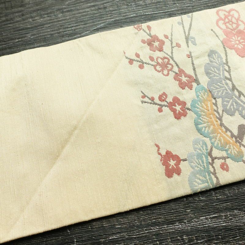 名古屋帯 太鼓柄 正絹 古典柄 名古屋仕立て なごや帯 リサイクル帯 帯 ベージュ_画像14