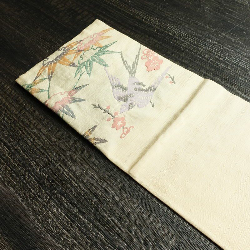 名古屋帯 太鼓柄 正絹 古典柄 名古屋仕立て なごや帯 リサイクル帯 帯 ベージュ_画像15