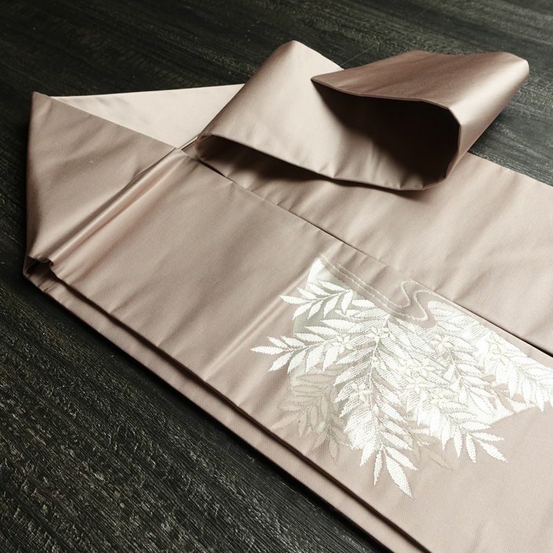 名古屋帯 太鼓柄 正絹 花柄 名古屋仕立て なごや帯 リサイクル帯 帯 引箔 紫・藤色_画像20