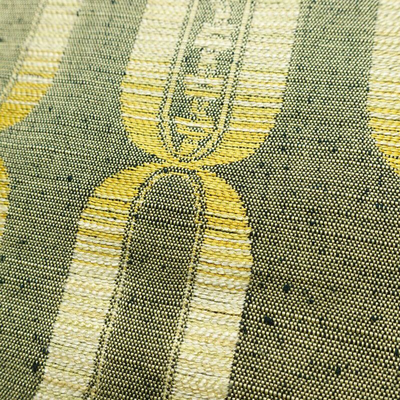 名古屋帯 六通柄 良品 正絹 古典柄 通し仕立て なごや帯 リサイクル帯 帯 緑・うぐいす色_画像3