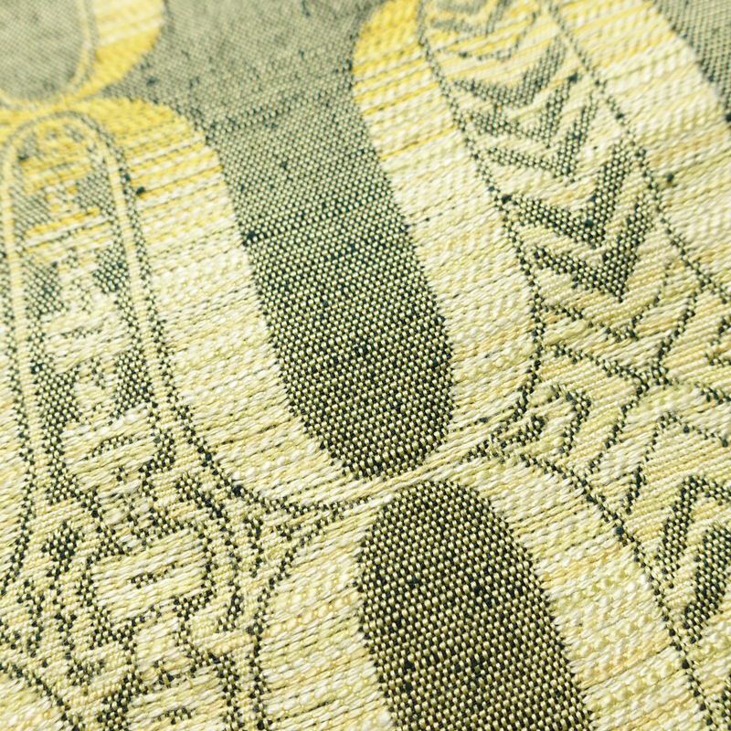 名古屋帯 六通柄 良品 正絹 古典柄 通し仕立て なごや帯 リサイクル帯 帯 緑・うぐいす色_画像4