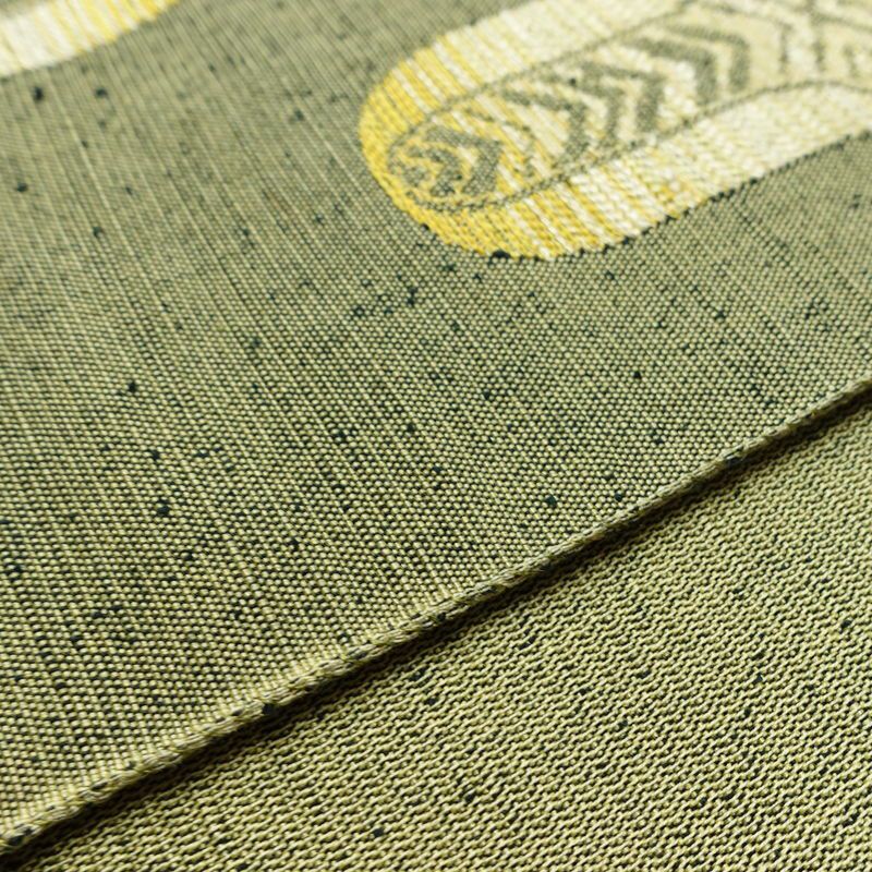 名古屋帯 六通柄 良品 正絹 古典柄 通し仕立て なごや帯 リサイクル帯 帯 緑・うぐいす色_画像11