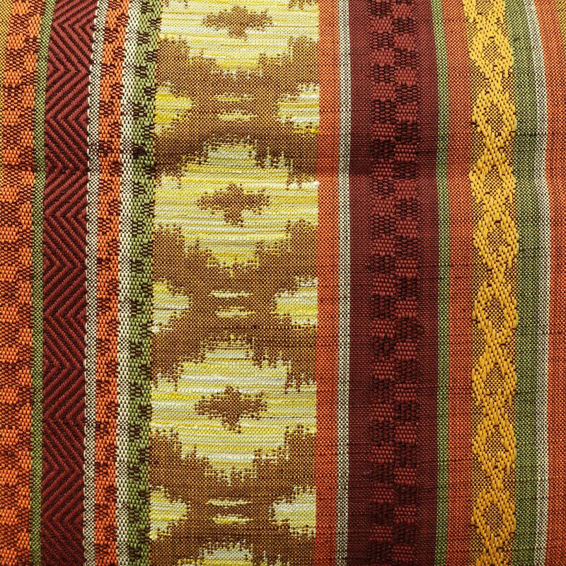 名古屋帯 六通柄 良品 正絹 縞柄・線柄 通し仕立て なごや帯 リサイクル帯 帯 黄・黄土色_画像2