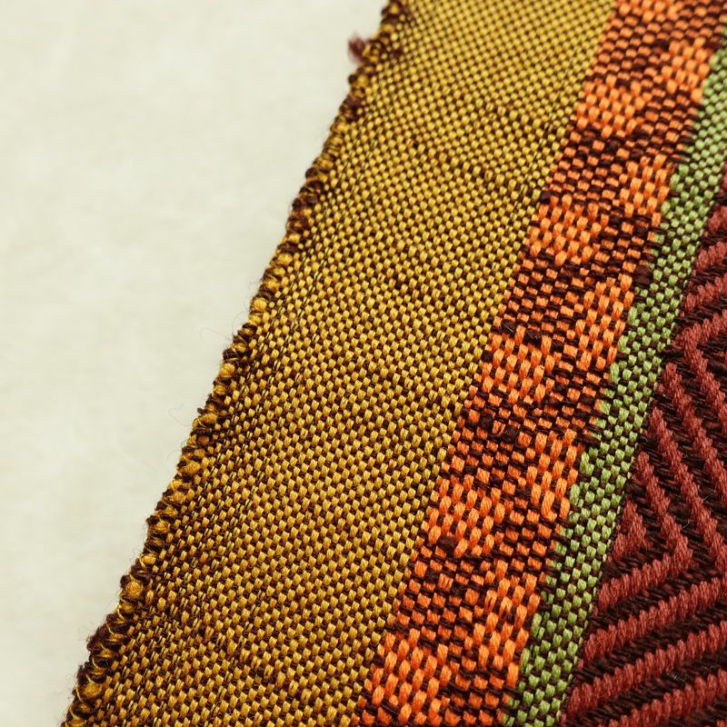 名古屋帯 六通柄 良品 正絹 縞柄・線柄 通し仕立て なごや帯 リサイクル帯 帯 黄・黄土色_画像7