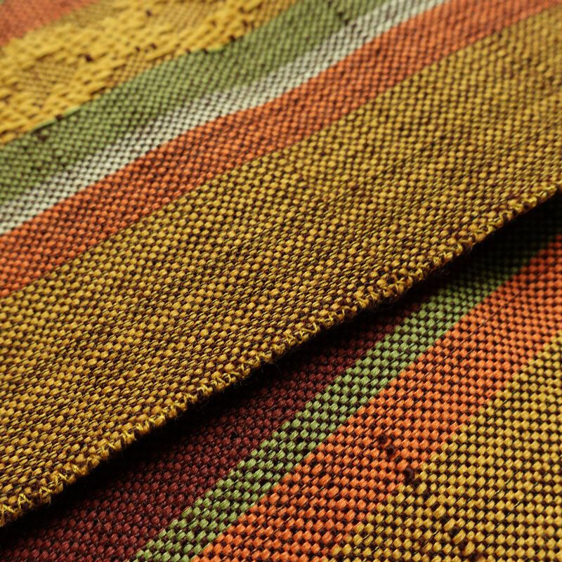 名古屋帯 六通柄 良品 正絹 縞柄・線柄 通し仕立て なごや帯 リサイクル帯 帯 黄・黄土色_画像13