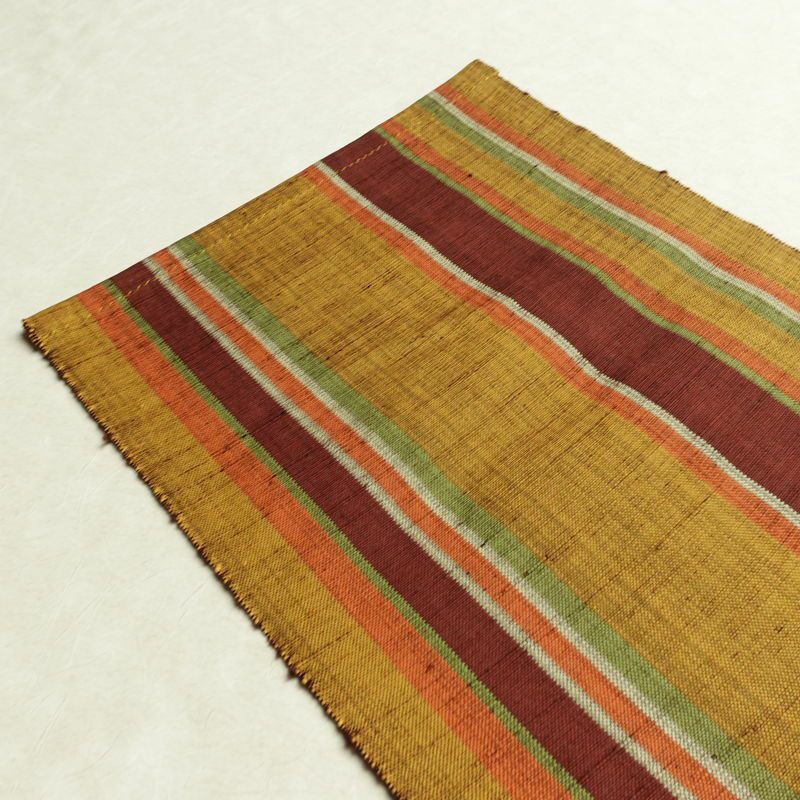 名古屋帯 六通柄 良品 正絹 縞柄・線柄 通し仕立て なごや帯 リサイクル帯 帯 黄・黄土色_画像18