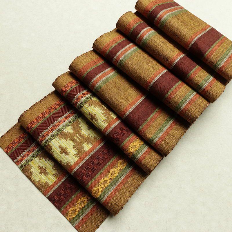 名古屋帯 六通柄 良品 正絹 縞柄・線柄 通し仕立て なごや帯 リサイクル帯 帯 黄・黄土色_画像19