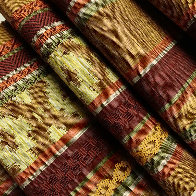 名古屋帯 六通柄 良品 正絹 縞柄・線柄 通し仕立て なごや帯 リサイクル帯 帯 黄・黄土色_画像20