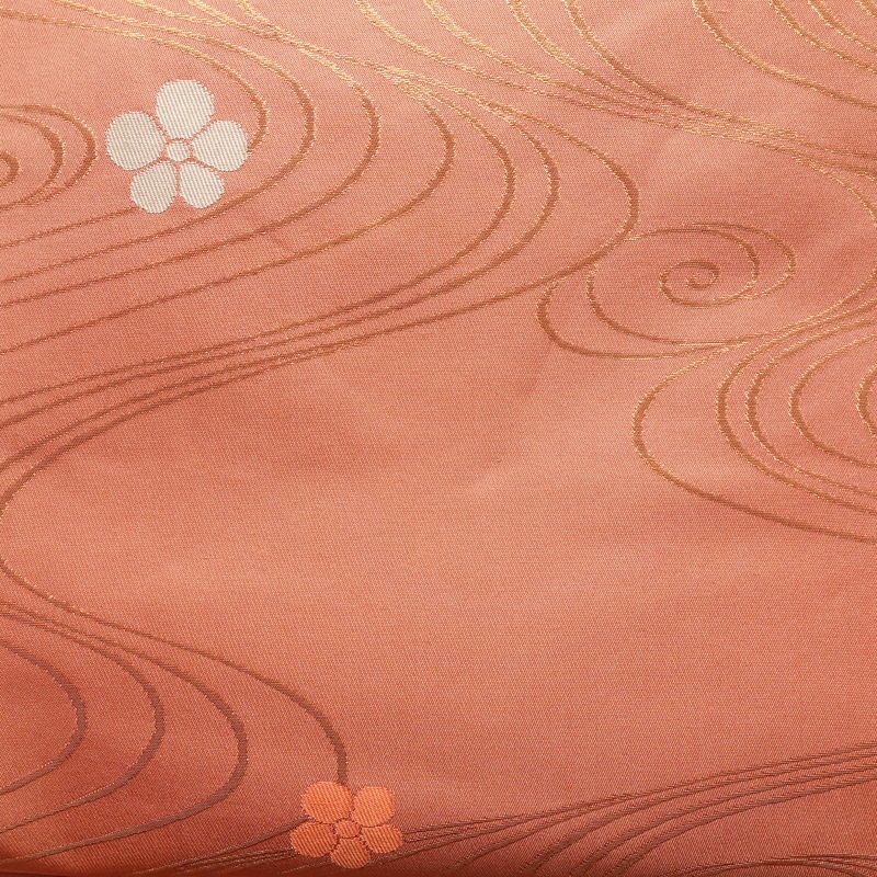 名古屋帯 六通柄 正絹 流水・波柄 名古屋仕立て なごや帯 リサイクル帯 帯 ピンク_画像2