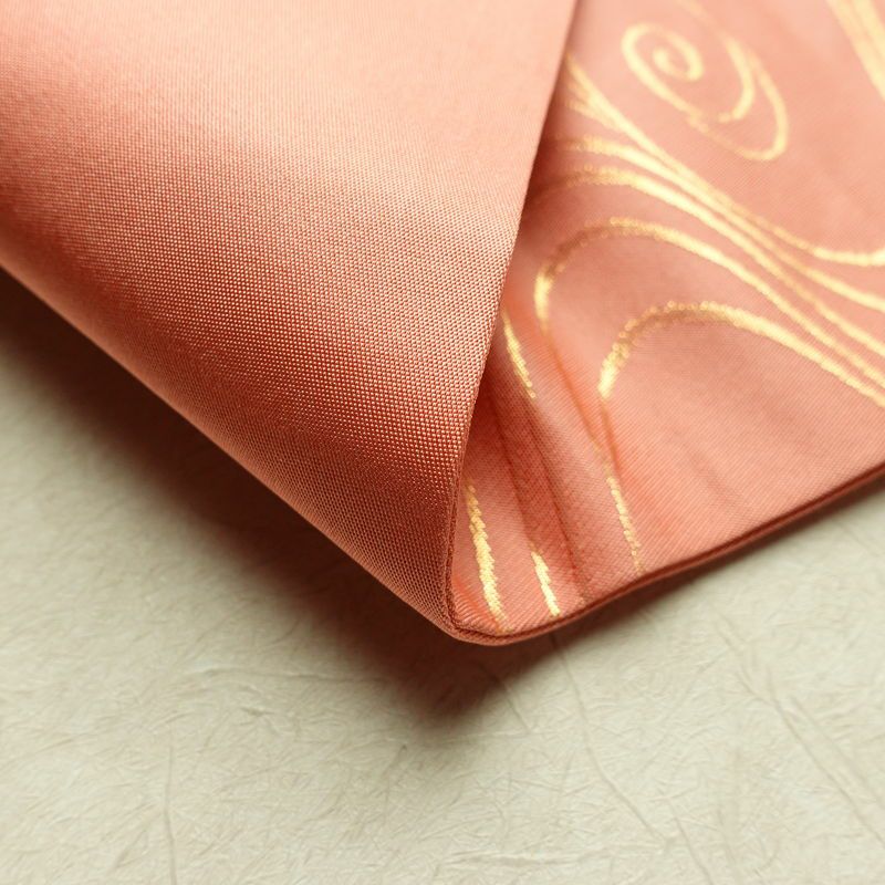 名古屋帯 六通柄 正絹 流水・波柄 名古屋仕立て なごや帯 リサイクル帯 帯 ピンク_画像11