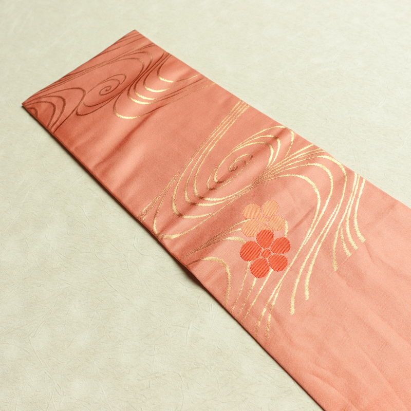 名古屋帯 六通柄 正絹 流水・波柄 名古屋仕立て なごや帯 リサイクル帯 帯 ピンク_画像17