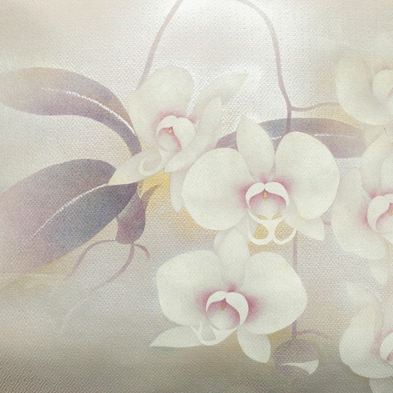 名古屋帯 太鼓柄 落款入り 正絹 花柄 名古屋仕立て なごや帯 リサイクル帯 帯 金彩 紫・藤色_画像2