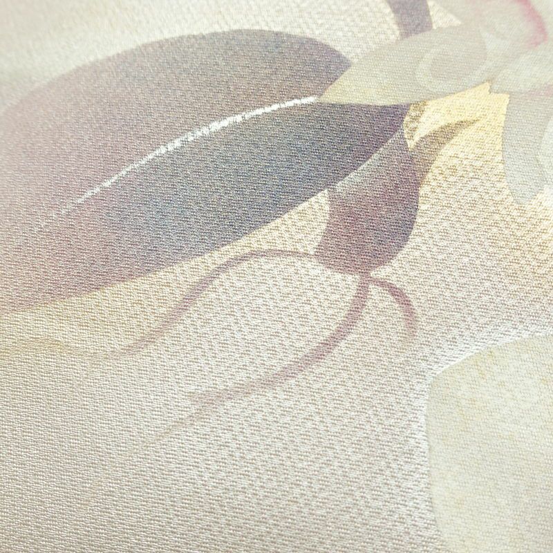 名古屋帯 太鼓柄 落款入り 正絹 花柄 名古屋仕立て なごや帯 リサイクル帯 帯 金彩 紫・藤色_画像7