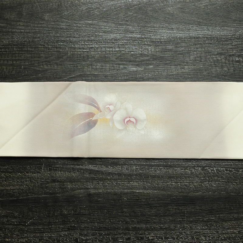 名古屋帯 太鼓柄 落款入り 正絹 花柄 名古屋仕立て なごや帯 リサイクル帯 帯 金彩 紫・藤色_画像16