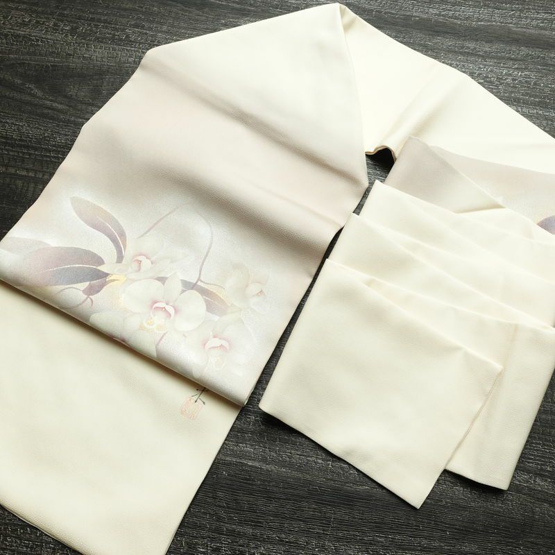 名古屋帯 太鼓柄 落款入り 正絹 花柄 名古屋仕立て なごや帯 リサイクル帯 帯 金彩 紫・藤色_画像20