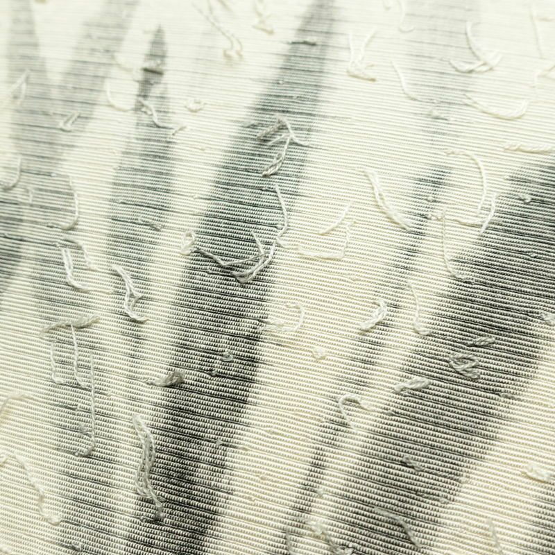 名古屋帯 髭紬 太鼓柄 正絹 木の葉・植物柄 名古屋仕立て なごや帯 リサイクル帯 帯 クリーム_画像3