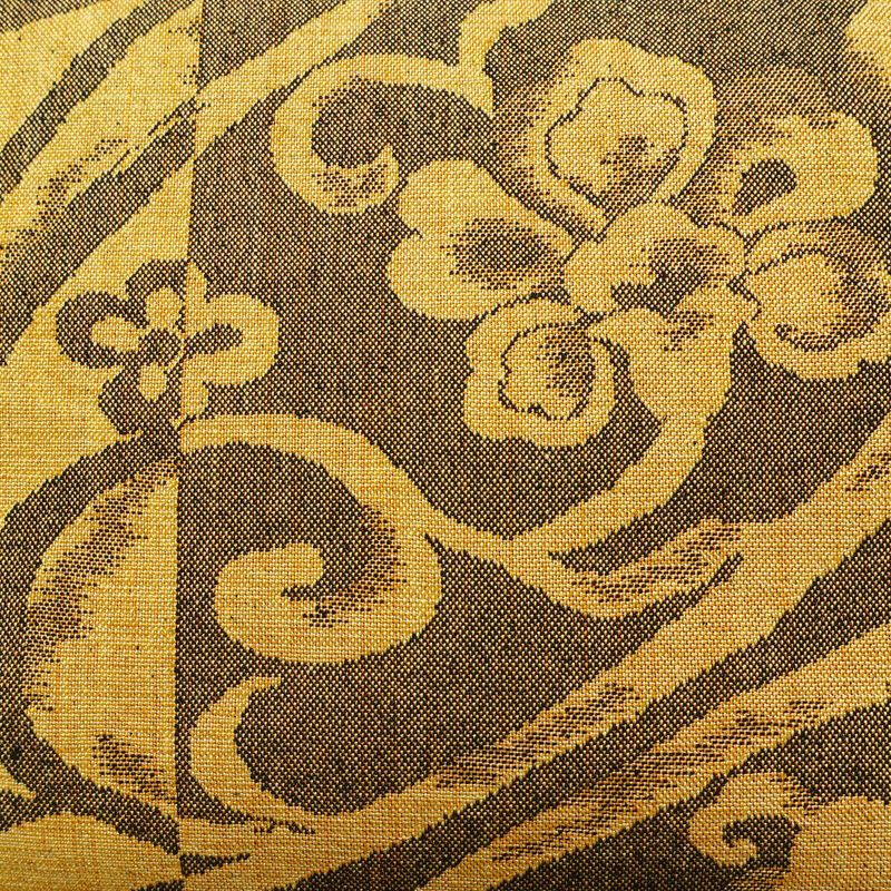 名古屋帯 六通柄 正絹 花柄 松葉仕立て なごや帯 リサイクル帯 帯 紬地 黄・黄土色_画像2