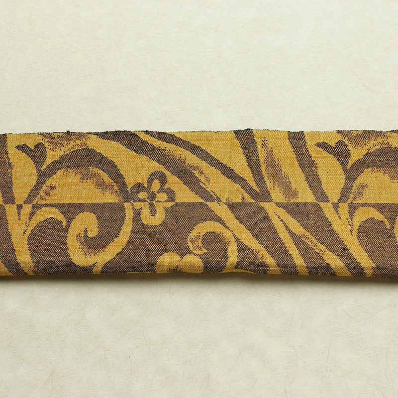 名古屋帯 六通柄 正絹 花柄 松葉仕立て なごや帯 リサイクル帯 帯 紬地 黄・黄土色_画像13