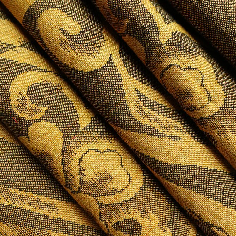 名古屋帯 六通柄 正絹 花柄 松葉仕立て なごや帯 リサイクル帯 帯 紬地 黄・黄土色_画像19