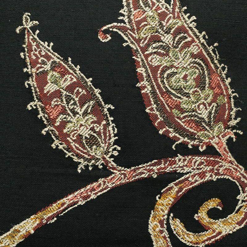 名古屋帯 太鼓柄 正絹 木の葉・植物柄 名古屋仕立て なごや帯 リサイクル帯 帯 シンプル 黒_画像2