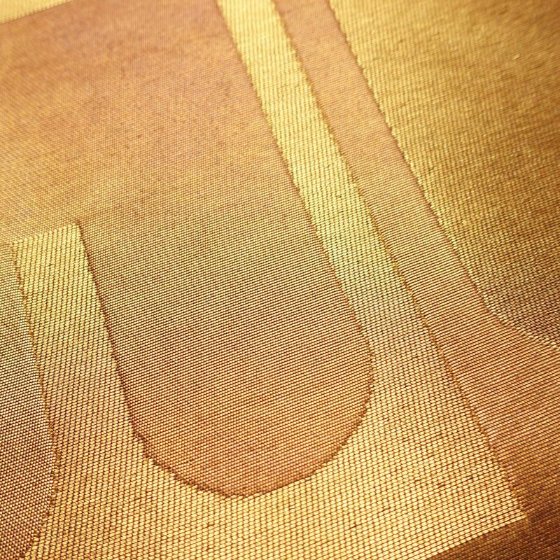 名古屋帯 太鼓柄 良品 正絹 幾何学柄・抽象柄 名古屋仕立て なごや帯 リサイクル帯 帯 引箔 モダン シンプル 茶_画像3