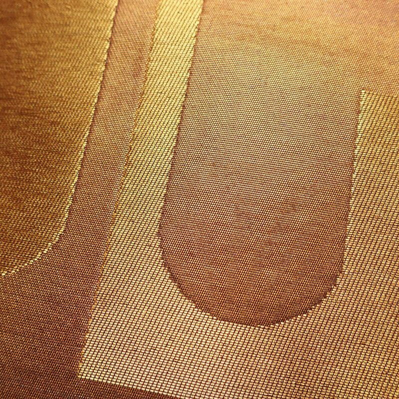 名古屋帯 太鼓柄 良品 正絹 幾何学柄・抽象柄 名古屋仕立て なごや帯 リサイクル帯 帯 引箔 モダン シンプル 茶_画像4