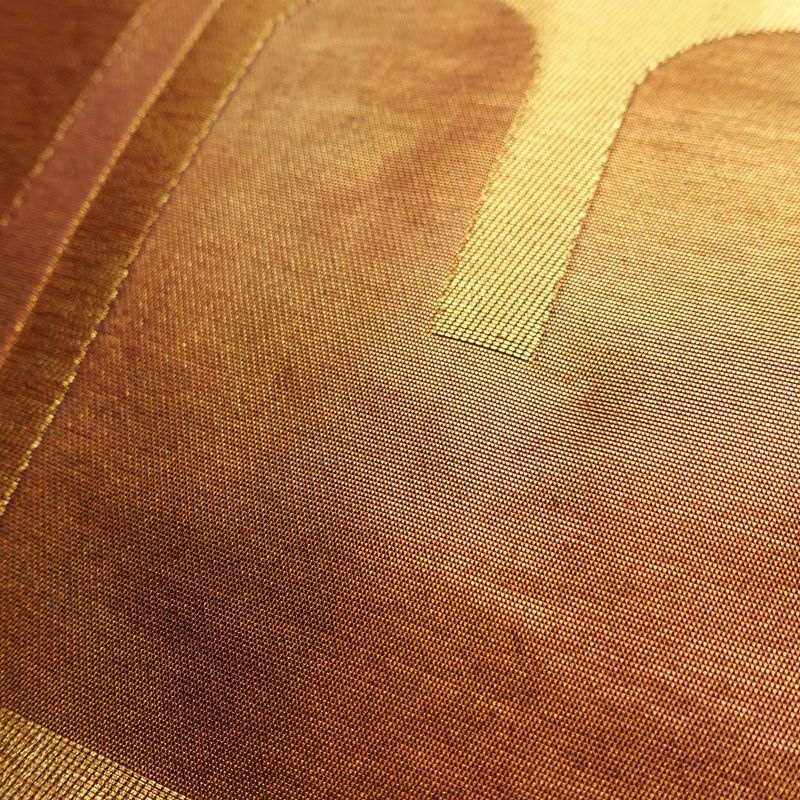 名古屋帯 太鼓柄 良品 正絹 幾何学柄・抽象柄 名古屋仕立て なごや帯 リサイクル帯 帯 引箔 モダン シンプル 茶_画像6