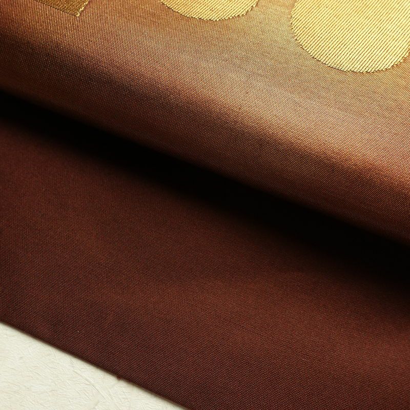 名古屋帯 太鼓柄 良品 正絹 幾何学柄・抽象柄 名古屋仕立て なごや帯 リサイクル帯 帯 引箔 モダン シンプル 茶_画像7