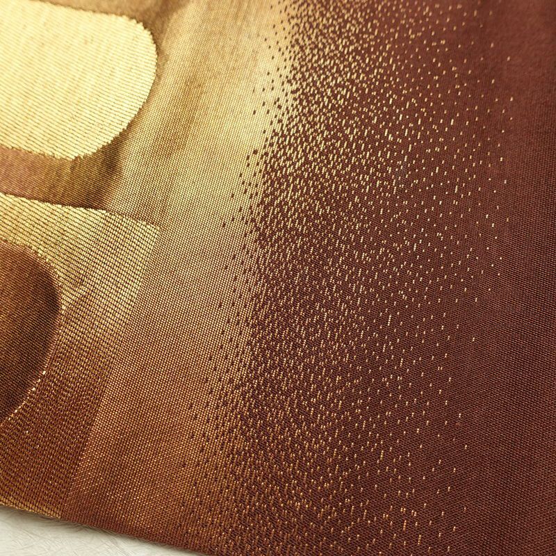 名古屋帯 太鼓柄 良品 正絹 幾何学柄・抽象柄 名古屋仕立て なごや帯 リサイクル帯 帯 引箔 モダン シンプル 茶_画像13