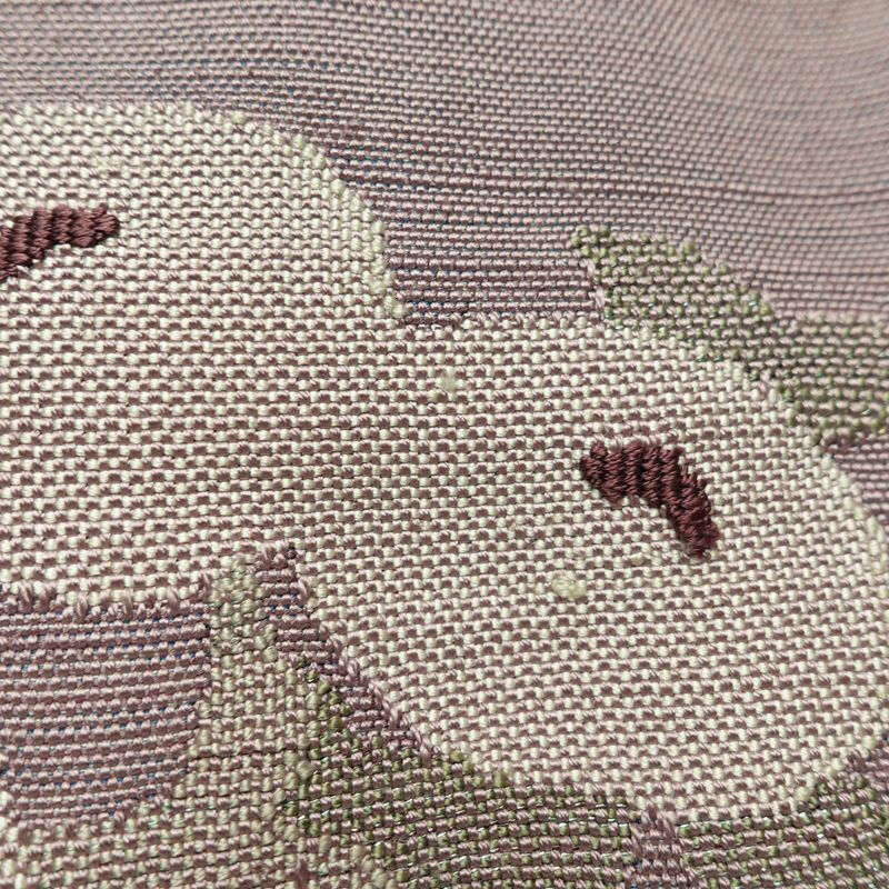 名古屋帯 太鼓柄 正絹 花柄 名古屋仕立て なごや帯 リサイクル帯 帯 紫・藤色_画像4